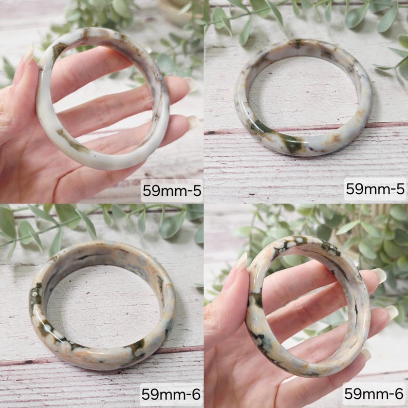 Orbicular Ocean Jasper Bangle, Gemstone Crystal Bracelet image 4
