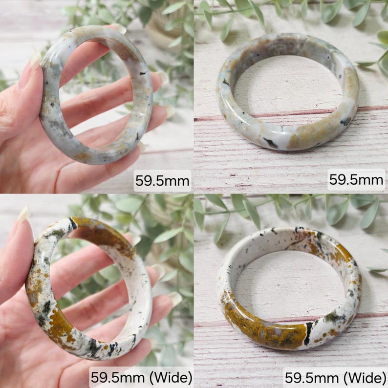 Orbicular Ocean Jasper Bangle, Gemstone Crystal Bracelet image 6