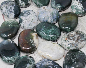Moss Agate Palm Stones | Natural Moss Agate gemstone | Moss Agate Worry Stone | Crystals for self Care | Healing Stone | You Choose