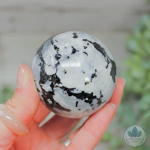Rainbow Moonstone Spheres | High Quality Moonstone Spheres | Moonstone Crystal | White Feldspar with Black Tourmaline | You Choose