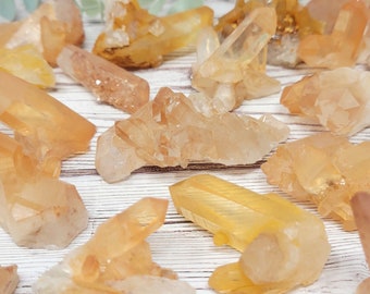 Natural Tangerine Quartz Crystal Clusters from Brazil, Tangerine Quartz, Natural Raw Quartz Clusters, You Choose