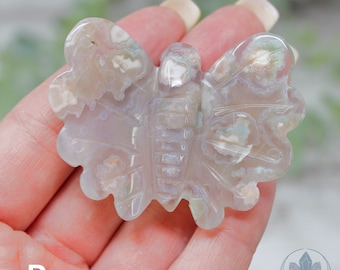 Flower Agate Butterfly Crystal Carving | Flower Agate Butterfly Carvings | Natural Flower Agate | High Quality Flower Agate | You Choose