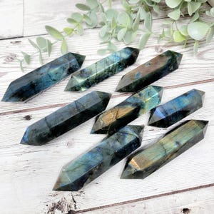 High Quality Labradorite Double Terminated Points, Flashy Labradorite Double Point, Point Wand, Crystal Wand, Crystal decor, You Choose