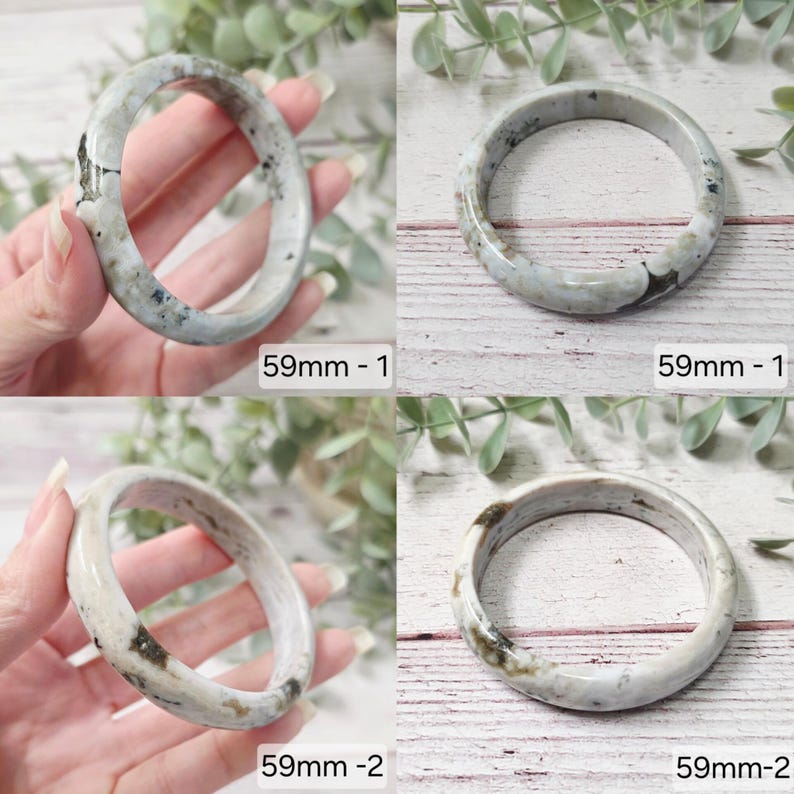 Orbicular Ocean Jasper Bangle, Gemstone Crystal Bracelet image 2