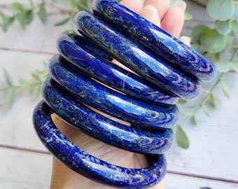 Natural Lapis Lazuli Bangle Bracelet, Lapis Lazuli crystal Bracelet, Blue Gemstone Bracelet, Lapis Lazuli Jewelry, Blue Crystal, Choose Size