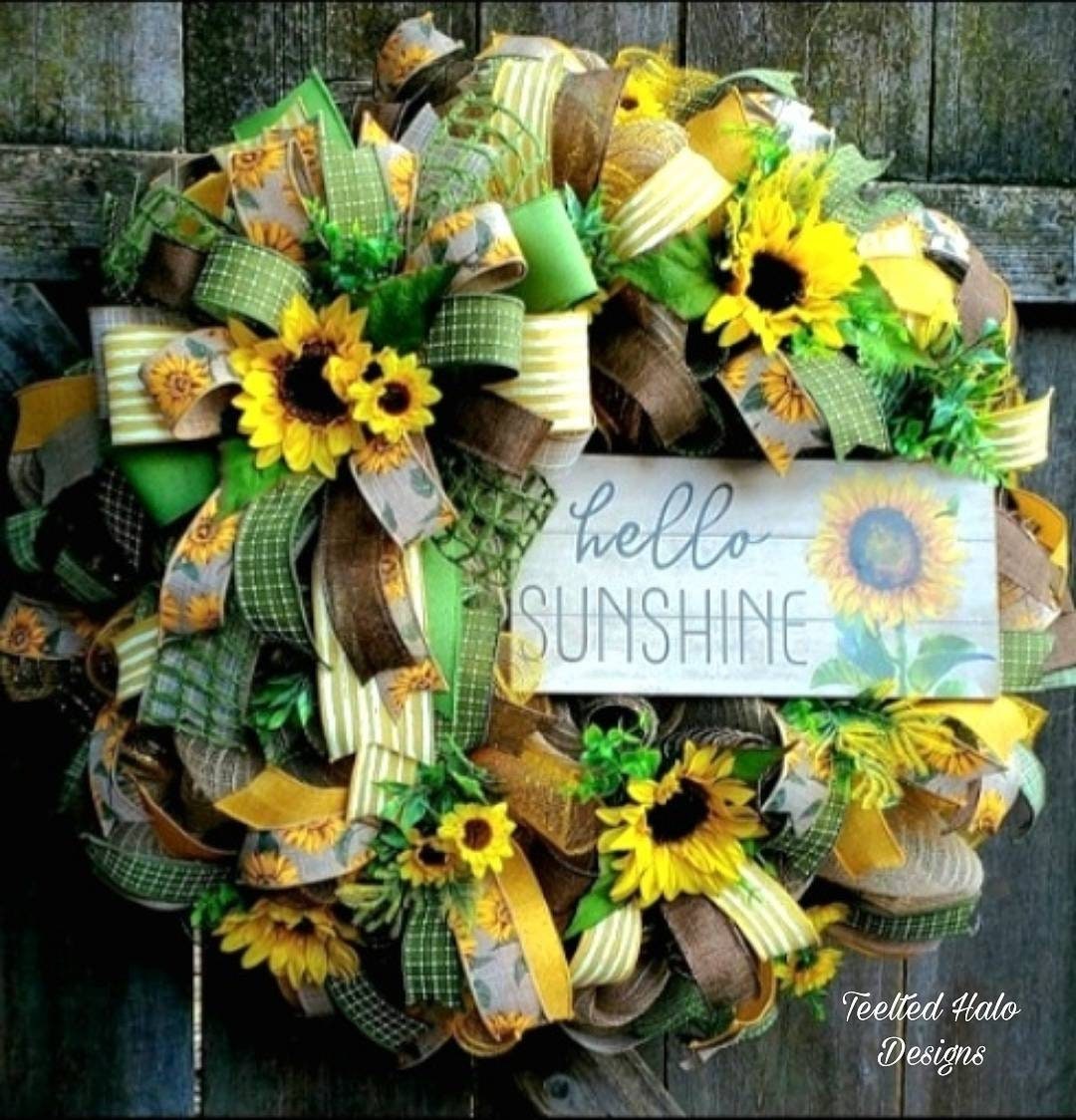Everyday Wreath, Fall Wreath, Summer Wreath, Sunflower Decor, Sunflower ...
