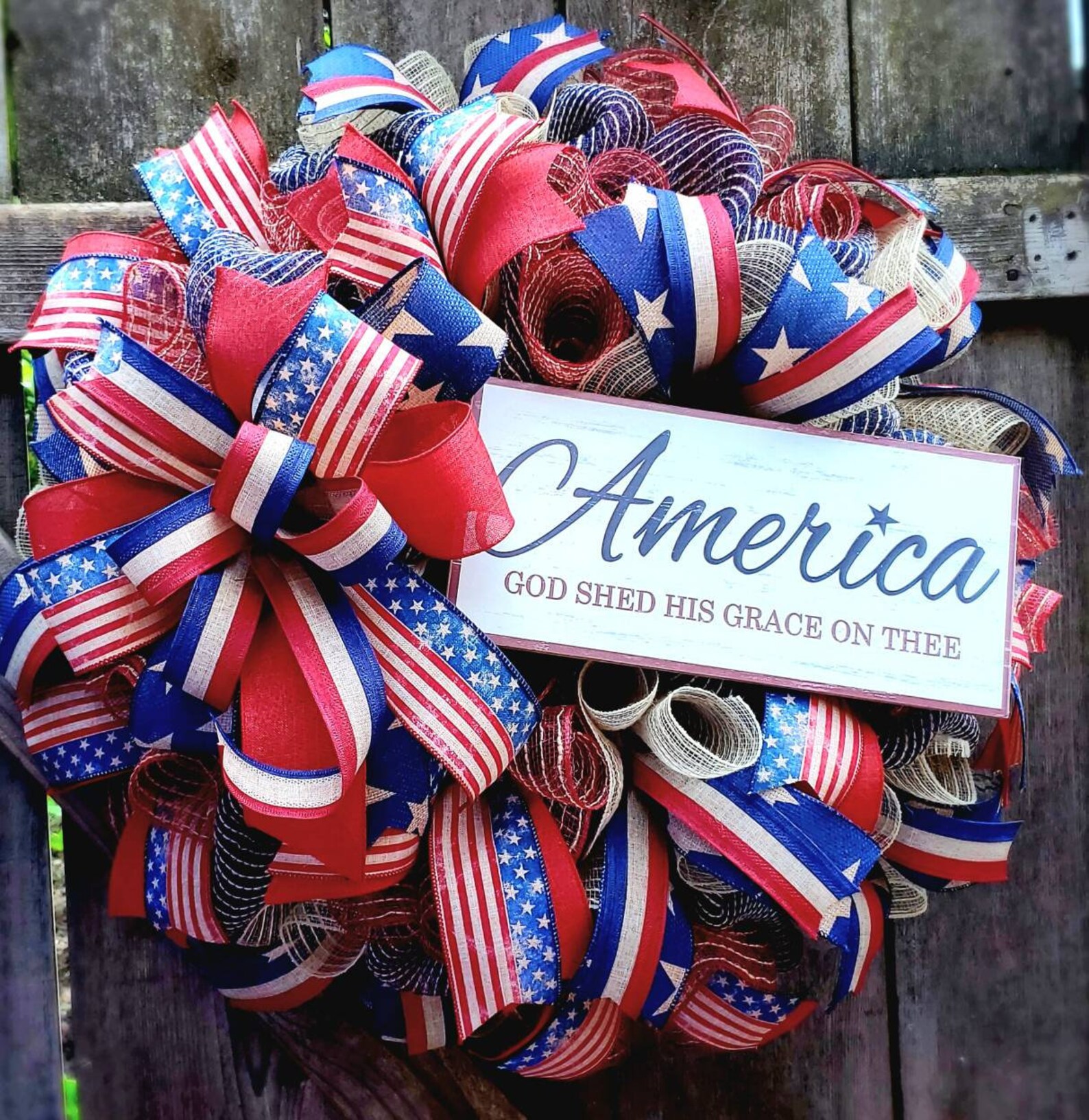 Patriotic Wreath Americana Wreath for Front Door 4th of - Etsy