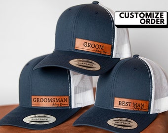 ADD GROOM'S NAME to each hat. Add Best Man/Groomsman Name to hat. Wedding Party Hats. Bachelor Party. Best Man Hat. Groom Hat. Party Gift.