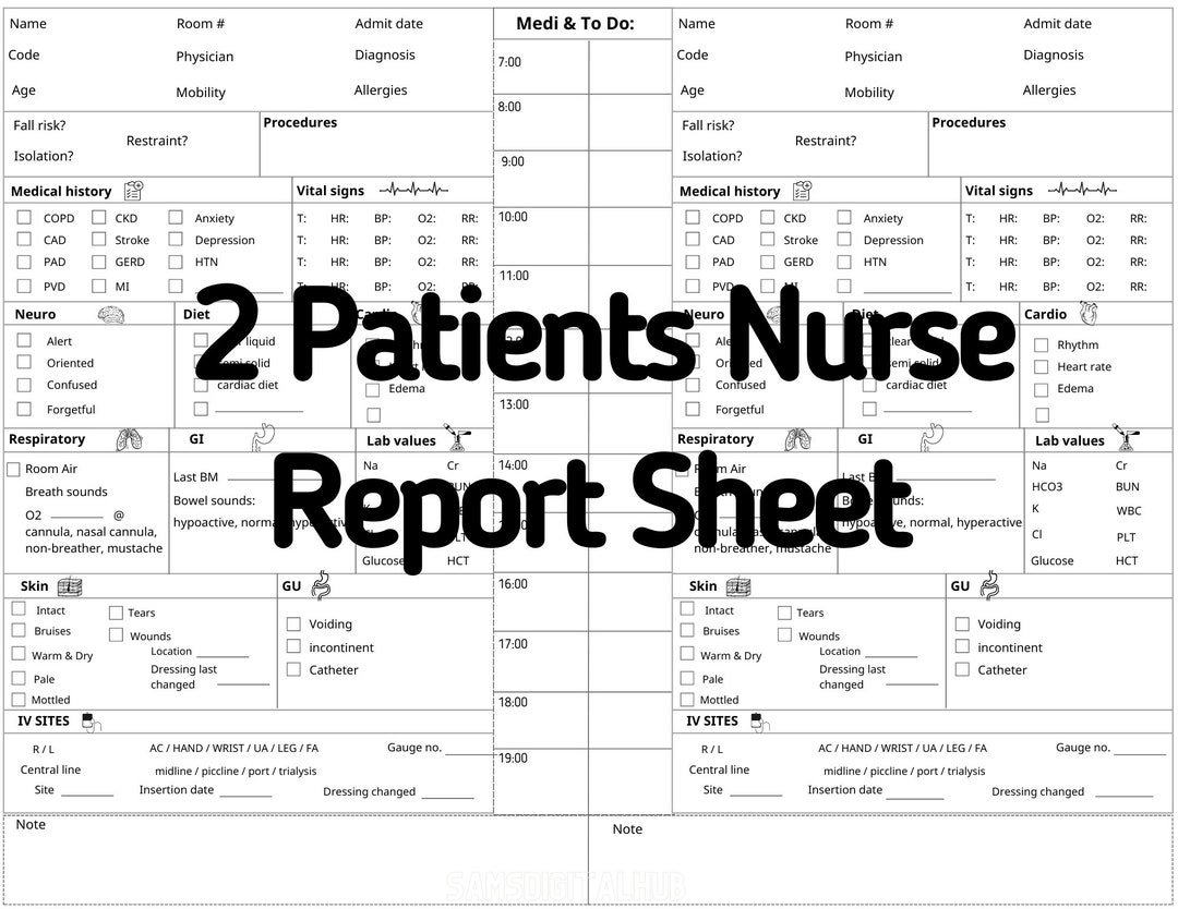 2 Patients Nurse Brain Sheet RN Report Sheet Nurse Handoff Sheet 2-patients-nurse-brain-sheet-rn-report-sheet-nurse-handoff-sheet