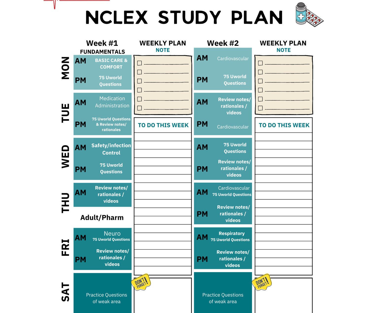 Nclex Study Plan Nclex Study Guide for Nursing Students Etsy