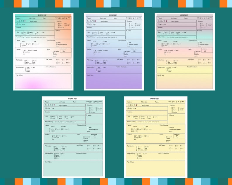 Nurse Report Sheet RN Report Sheet ICU Report Sheet Printable Nursing