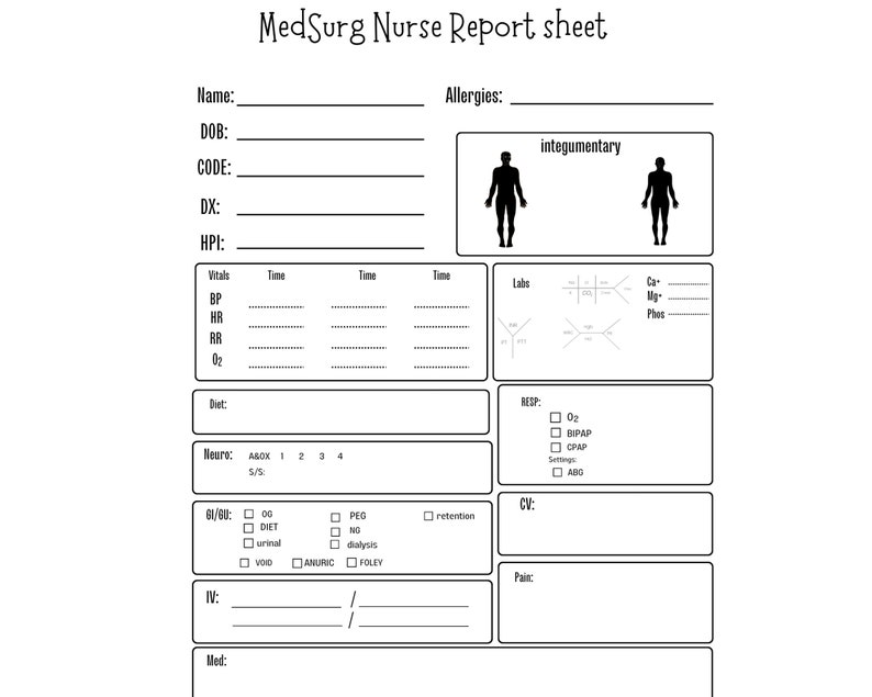 Printable Med Surg Report Sheet Printable Calendar Printable Med Surg Report Sheet Printable Calendar