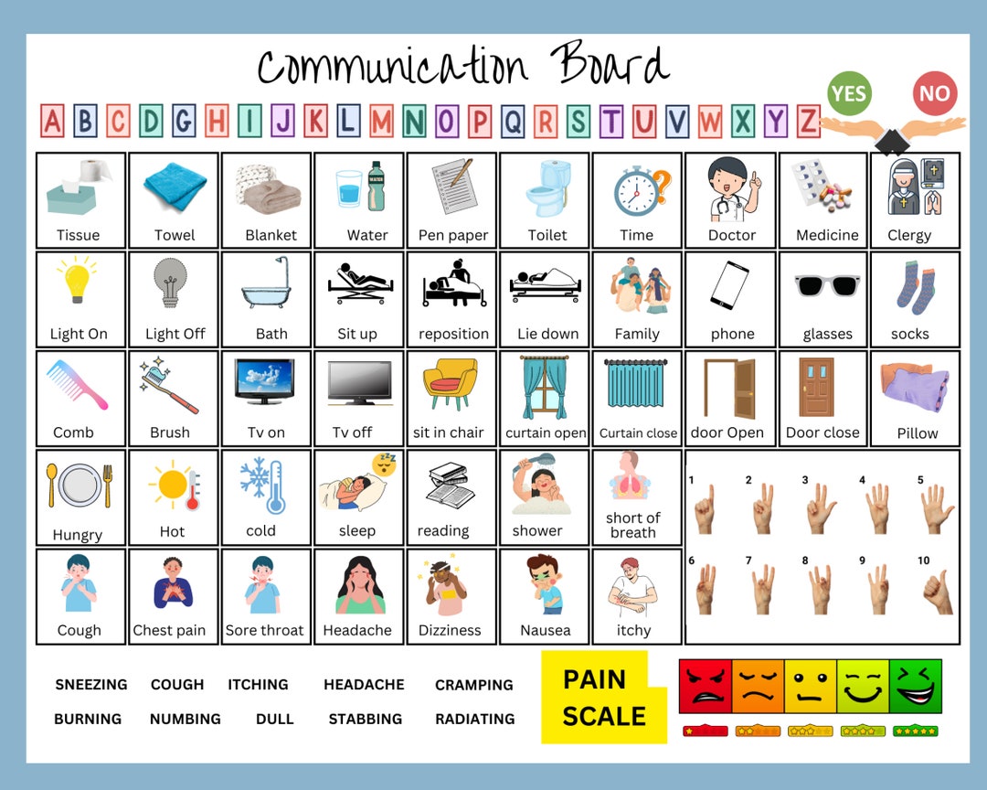 Communication Board for Hospital, Resident Care, or Home Setting to ...