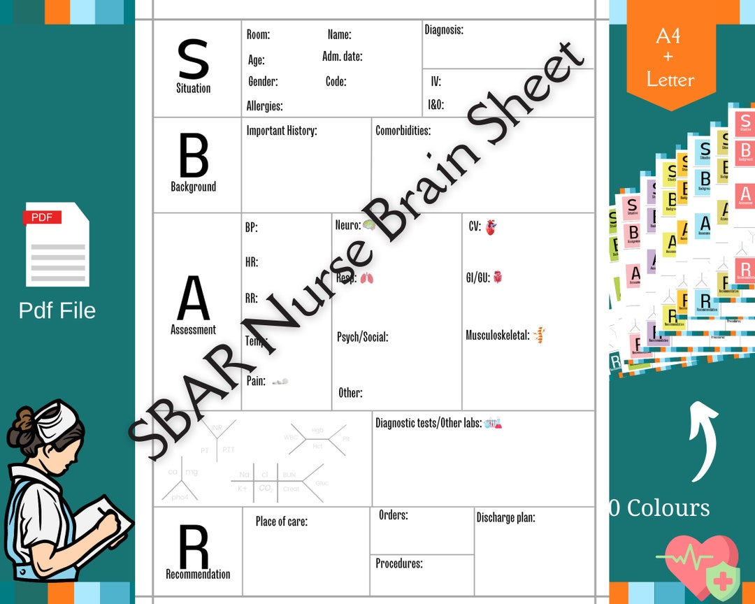 SBAR Nurse Report Sheet Icu Report Sheet med Surg Report Sheet Printable Nursing Fundamentals ...