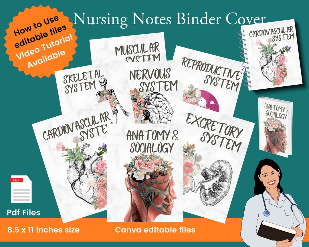Nursing Notes Binder Cover Medical Student Anatomy and Physiology ...