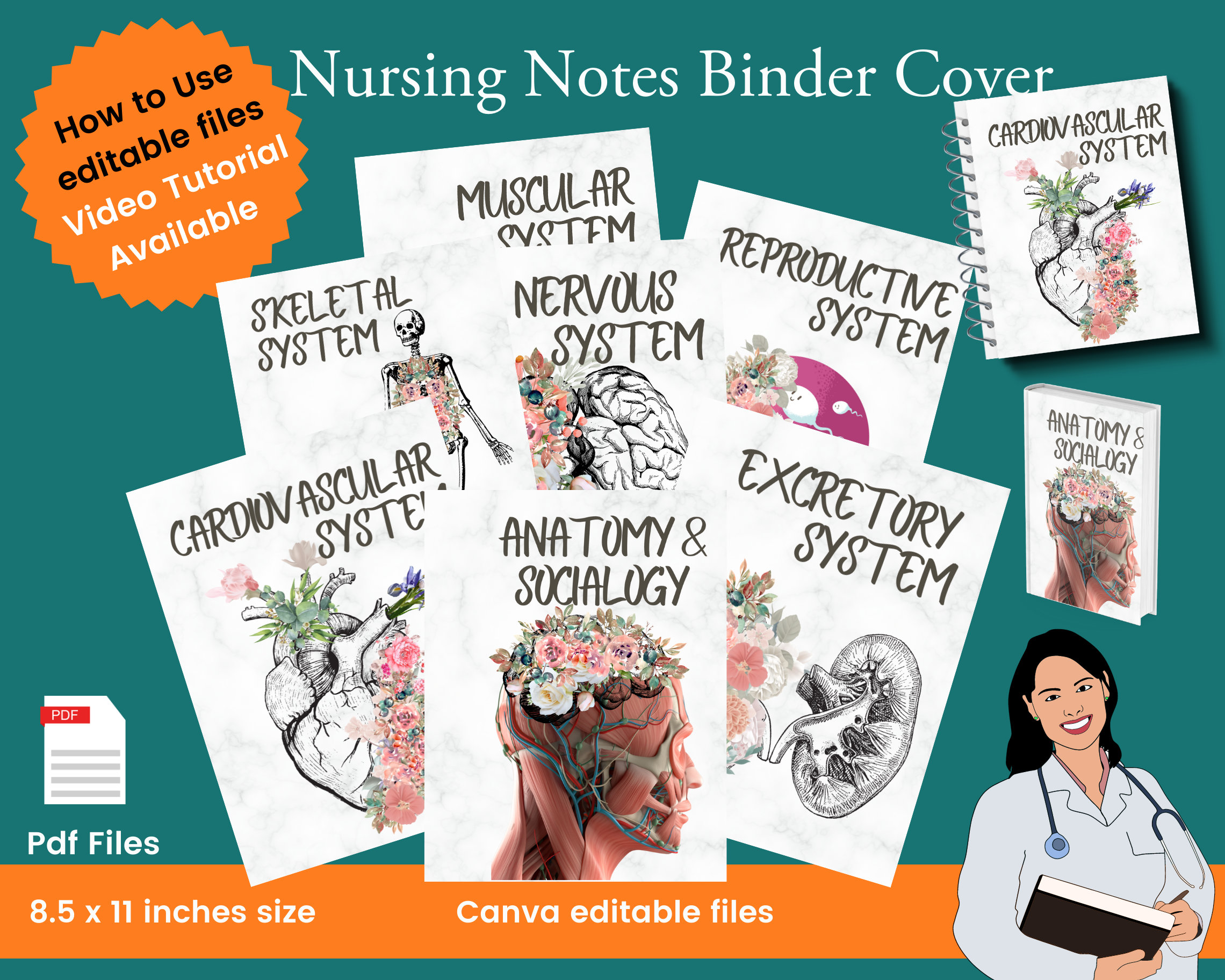 Nursing Notes Binder Cover Medical Student Anatomy and Physiology
