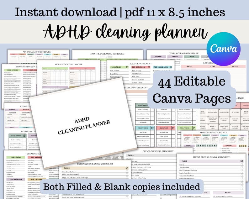 ADHD Cleaning Autism Care Binder Autism Planner Editable Etsy