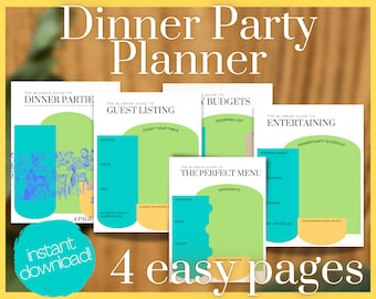 Dinner Party Planner - Printable | 4 Page Guide to Dinner Parties