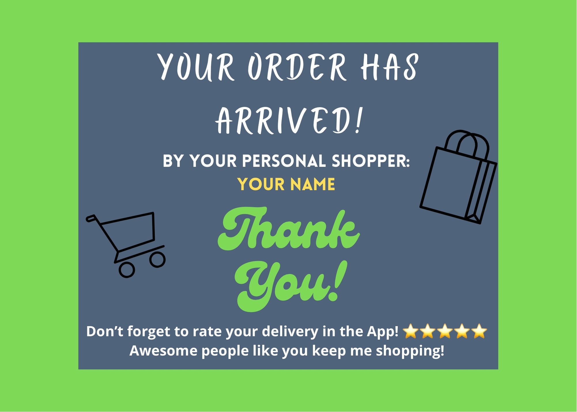 Digital Shipt Shopper Thank You Notes - Etsy