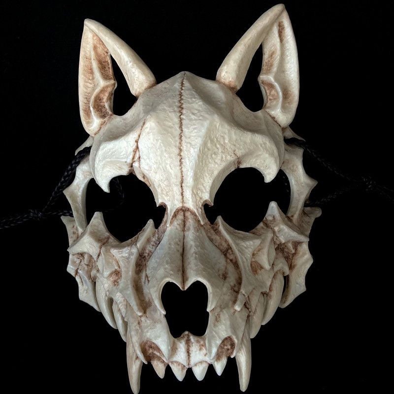 Therian Wolf skull mask black / white / luminous resin mask -  Portugal