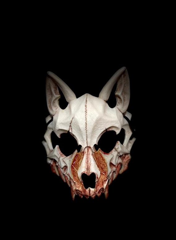 Therian Wolf Skull Mask Black / White / Luminous Resin Mask for