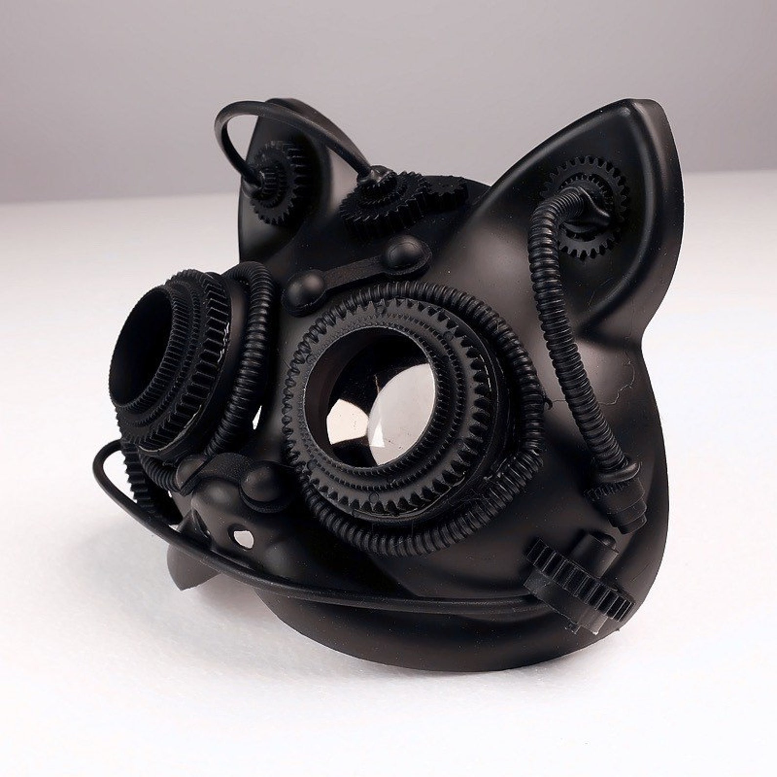 Therian Cat Mask Black/ Silver/ Bronze Plastic and Metal Etsy