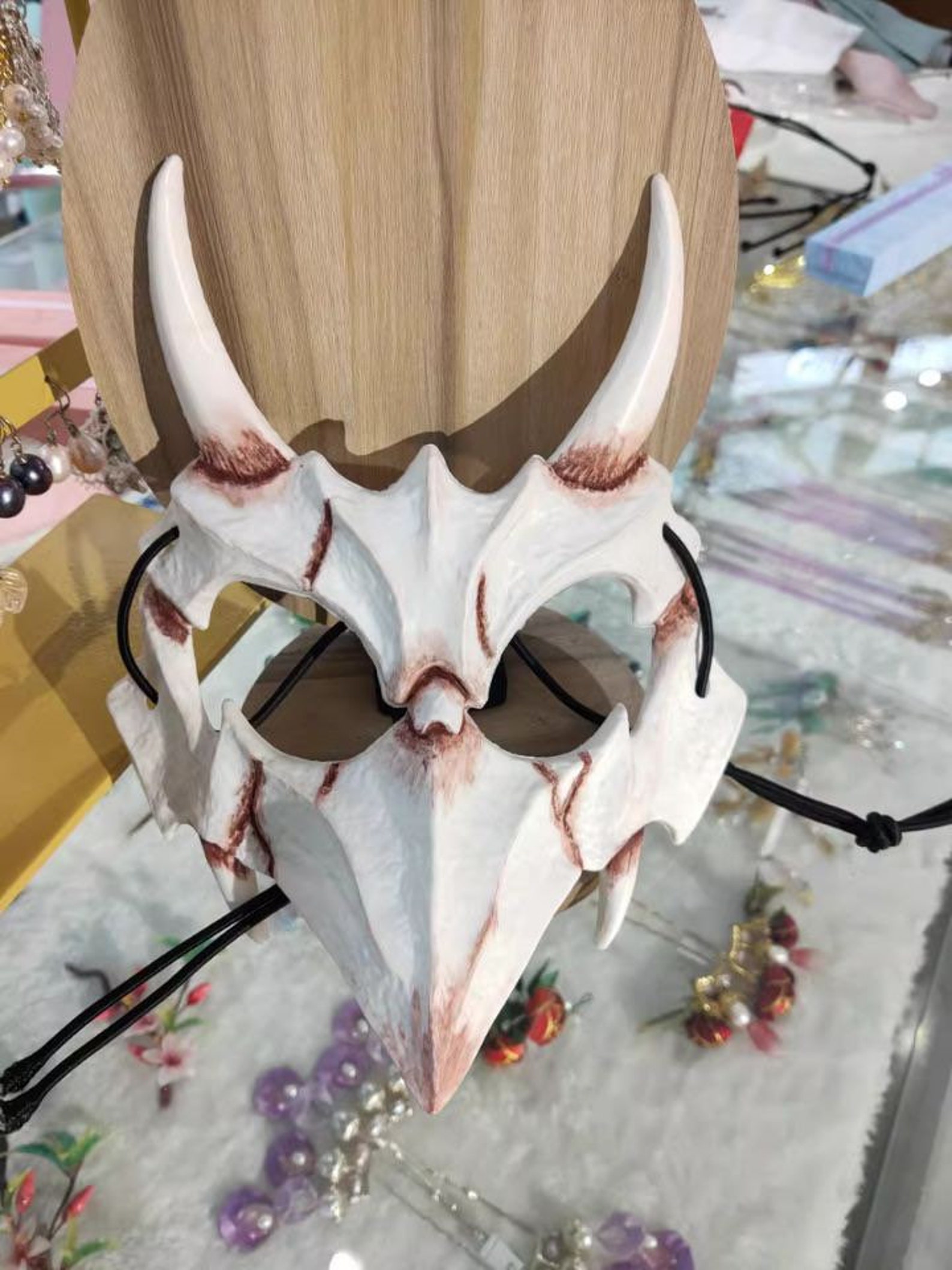 Therian Dragon Skull Mask Black / White / Luminous/red Resin Etsy Denmark