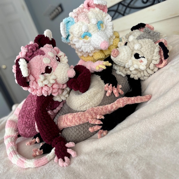 Opossum Pattern - Crochet and Knit, Tutorial, Amigurumi, Plushie
