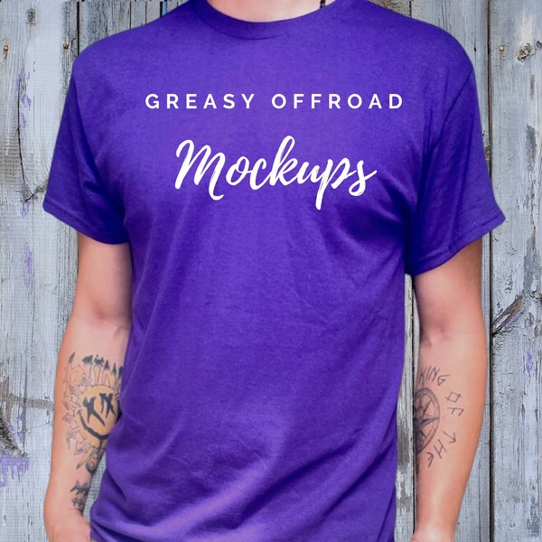 Purple Gildan Style G500 Mockup,Purple Unisex T-shirt Mock Up, T shirt Mockup, T-Shirt Flat Lay, Tshirt Mockup, G500 Model Male Mockup