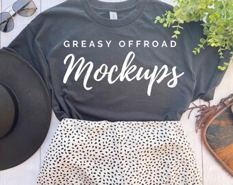Maqueta de camiseta Gildan G500 negra / Diseño personalizado (Descarga digital)