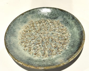 Blue-Gray Ceramic Grater Plate, Garlic, Ginger