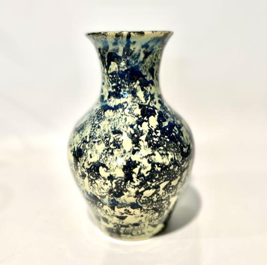 Light Green Vase With Dark Design, Ceramic, Wheel Thrown - Etsy