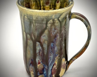 Multi-colored, Watercolor Ceramic Drip Glaze Mug, Handmade