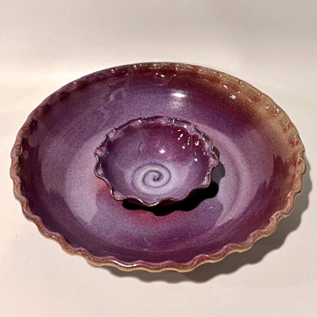 Chip'n Dip With Ruffled Rims, Purple, Ceramic - Etsy