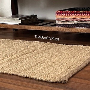 Handwoven Boho Decor Hemp Jute Rug, Gray and Black Stripes,Kitchen Decor Hemp Rug/Runner/Carpet, Hemp Rug For Home and Living Interior