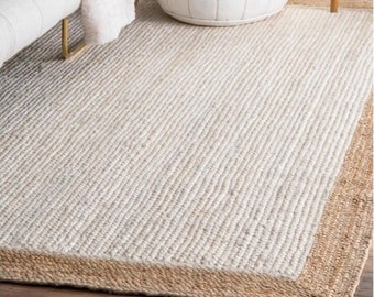 Handmade Natural Jute Rug: Bohemian Area Rug, Custom Size 8x10 Rug