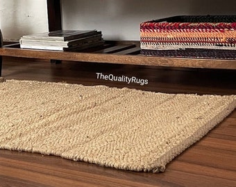 Handmade Hemp Jute Runner, Black Natural Border Hallway Rug, Modern Home and Living Decor, Minimalist Entryway Carpet, Handwoven Floor Mat