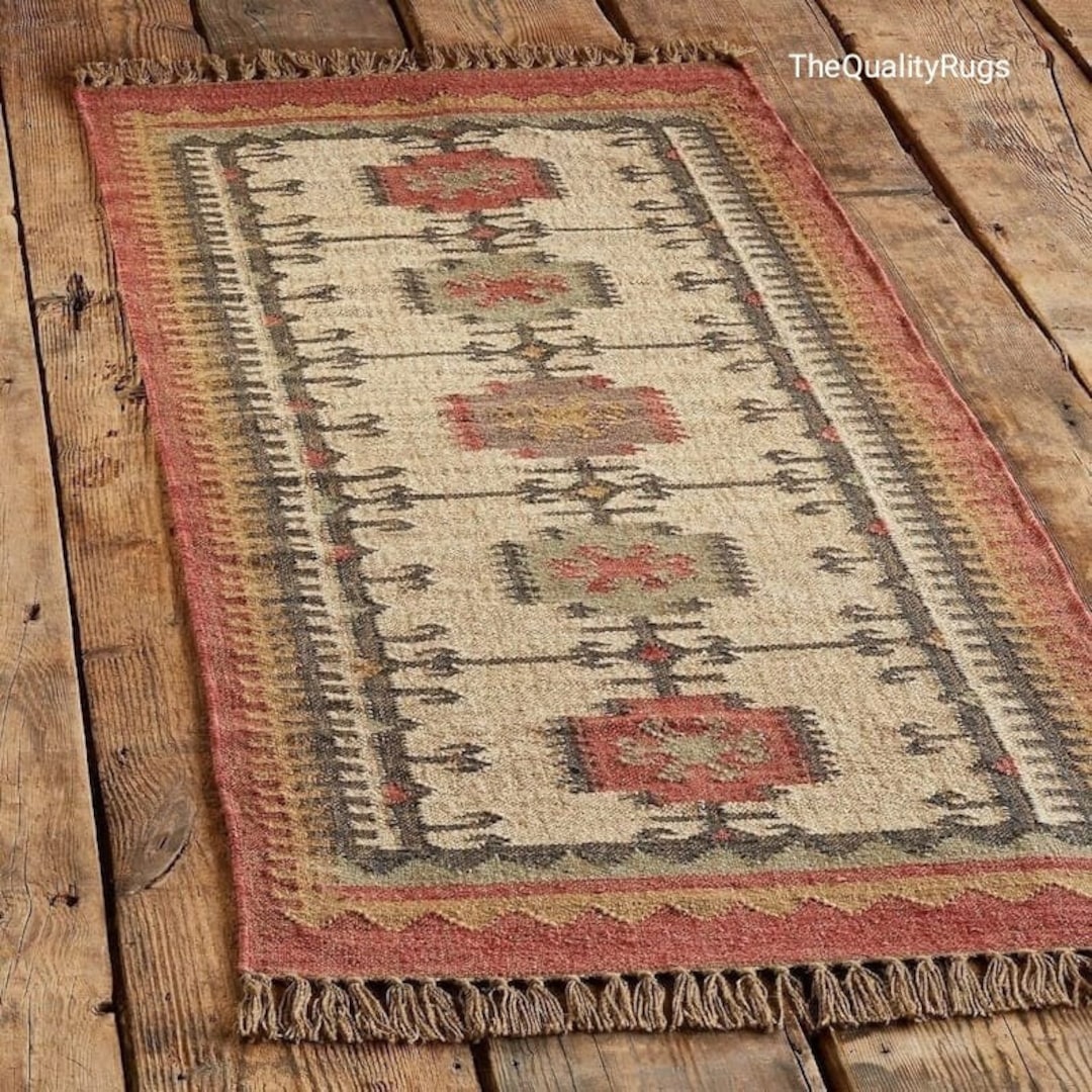 Moroccan Jute Kilim 5x8,oushak Jute Rug, ,handmade Persian Traditional