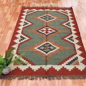 Handmade Kilim Runner;Kilim Dhurrie;Wool Jute Runner;Traditional Style; Geometric Shape, Victorian, Hipster, Hippie; navajo rug,area rug