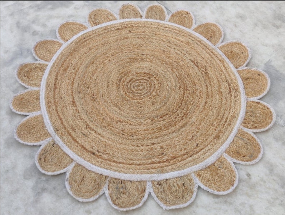 2x2, 3x3 Indian Handmade Jute Rug Natural Fiber Rug Handmade Braided ...