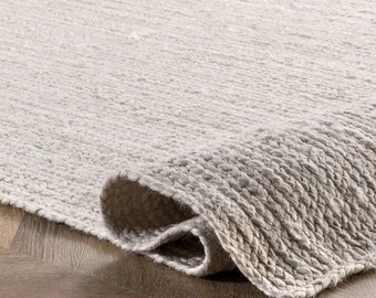 Off White Handwoven rug, Jute Area Rug, Eco Friendly Rug, Solid Rugs, Custom Size Jute Rug,  Living Room Rug, White Jute Rugs, Square Rug
