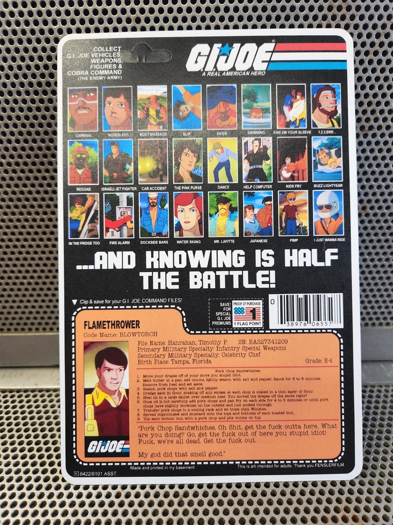 GI Joe Custom Pork Chop Sandwiches Blowtorch Action Figure PSA Etsy