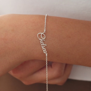 Sterling Silver Name Bracelet, Personalized Bracelet, Christmas Gift for Her, Custom Name Bracelet, Mom Birthday Gift, Minimalist Jewelry