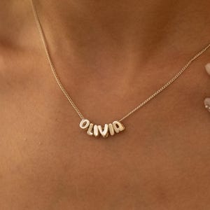 Collar con nombre de burbuja, collar con iniciales personalizadas, joyería con nombre de oro, regalo para el Día de la Madre, regalo de cumpleaños para mujer, collar de burbuja 3D