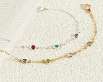Family Birthstone Bracelet, Personalized Multi-Birthstone Bracelet, Family Birthstone Jewelry, Gift for Her/Mom/Grandma, Mother&#39;s Day Gift