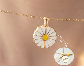 Personalized Daisy Name Necklace, Hidden Message Necklace, Daisy Necklace, Engraved Necklace, Necklaces for Women, Birthday Gift for Her