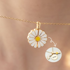 Personalized Daisy Name Necklace, Hidden Message Necklace, Daisy Necklace, Engraved Necklace, Necklaces for Women, Birthday Gift for Her