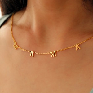 Collar de nombre personalizado, collar de letras para ella, joyería hecha a mano, collar inicial para mamá, regalo de cumpleaños para mujeres, regalo del día de la madre