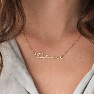 Personalized Signature Name Necklace, Minimalist Name Necklace, Gift for Mom, Valentine's Day Gift for Her, Name Necklace, Birthday Gift