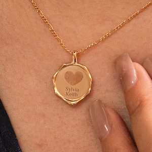 Fingerprint Necklace, Personalized Fingerprint Necklace, Mothers Day Gift, Memorial Necklace, Thumbprint Necklace, Engraved Name Jewelry